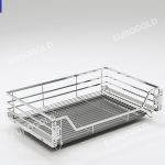 Giá xoong nồi inox mờ nan dẹt gắn cánh âm tủ