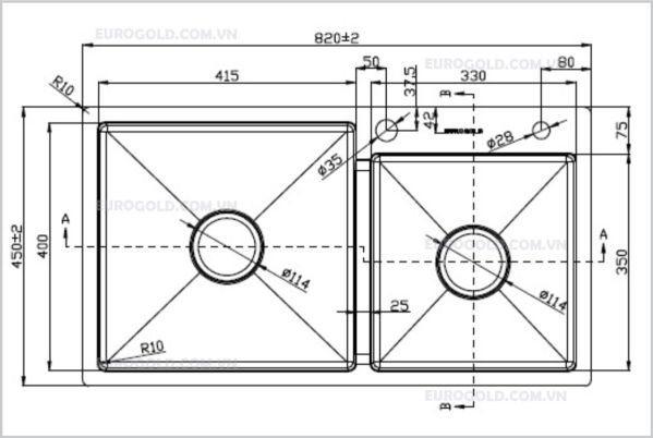 Hinh ảnh chậu rửa bát EUS38245