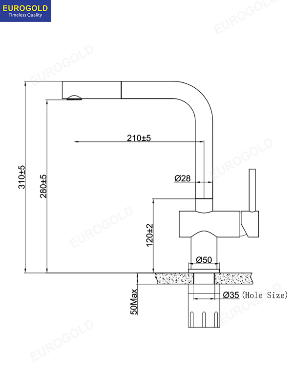Thông số kỹ thuật Vòi rửa bát EUF220BR (EVF220BR) Eurogold