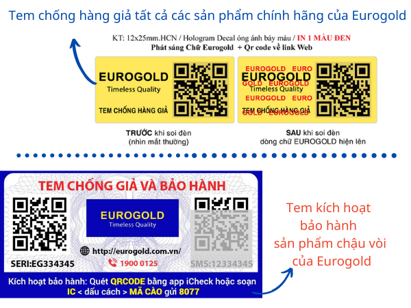 Hướng dẫn kích hoạt bảo hành và phân biệt hàng thật hàng giả của Eurogold