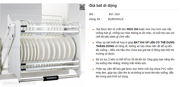Thông tin chi tiết giá bát di động trên website