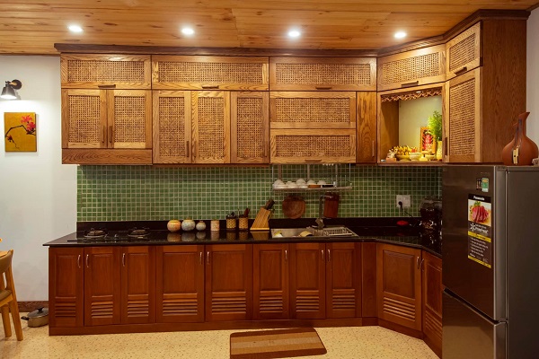 Tủ bếp bằng gỗ sồi