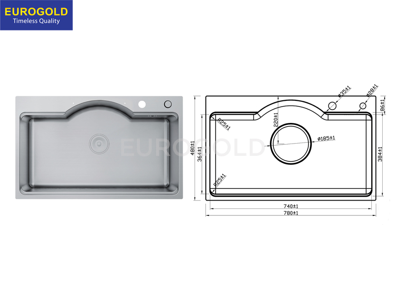Thông số kỹ thuật: Chậu rửa bát EUD27848 Eurogold