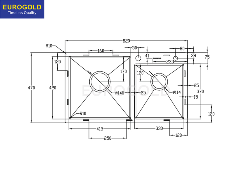 Thông số kỹ thuật: Chậu rửa bát chống xước EUC28247EA