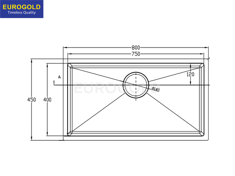  Thông số kỹ thuật: Chậu rửa bát chống xước EUC18045EB Eurogold