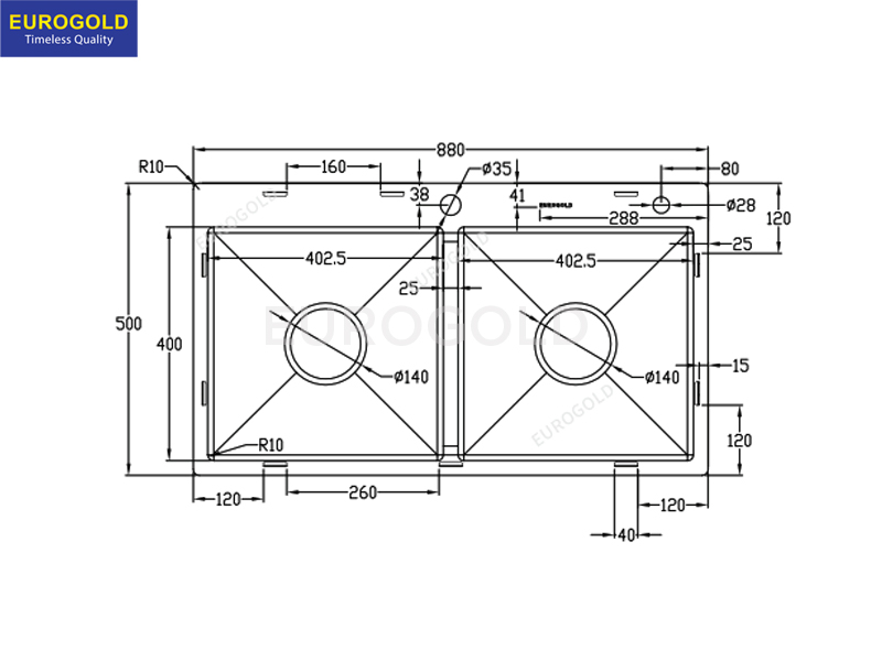 Thông số kỹ thuật chậu rửa bát chống xước EUC28850EA