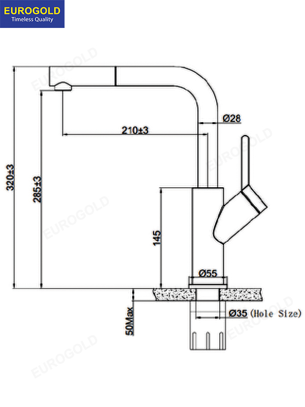 Thông số kỹ thuật: Vòi rửa bát EUF120BR Eurogold