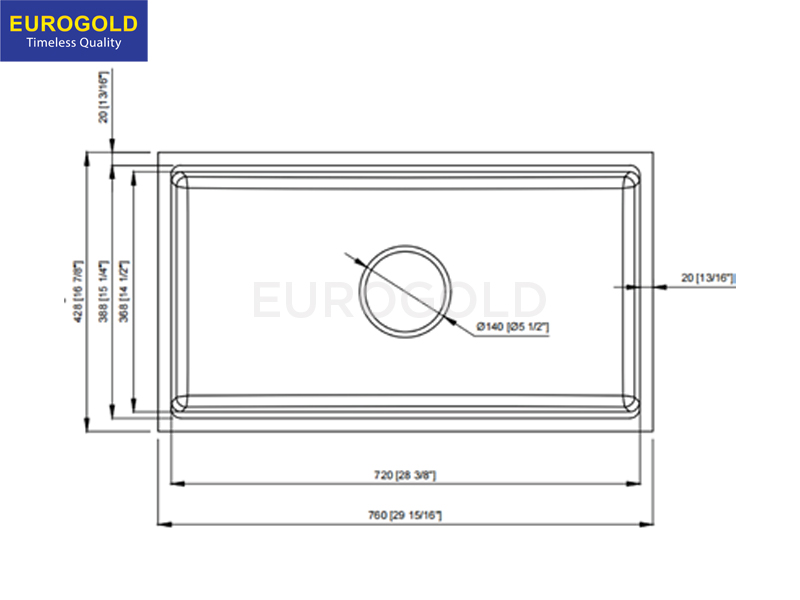 Thông số kỹ thuật: Chậu rửa bát chống xước EUC18045ED Eurogold