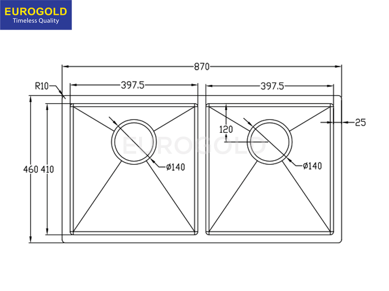 Thông số kỹ thuật: Chậu rửa bát chống xước EUC28746ED Eurogold