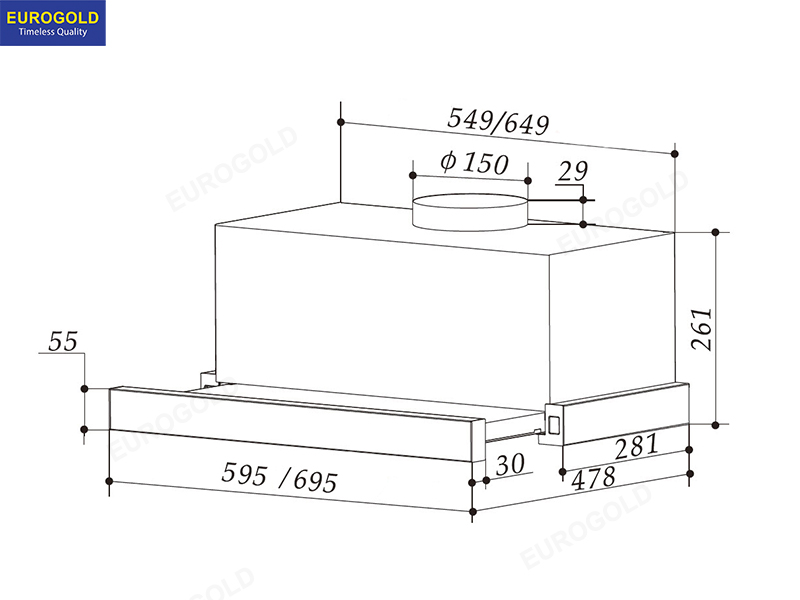 Thông số kỹ thuật: Máy hút mùi EUH02070TK Eurogold