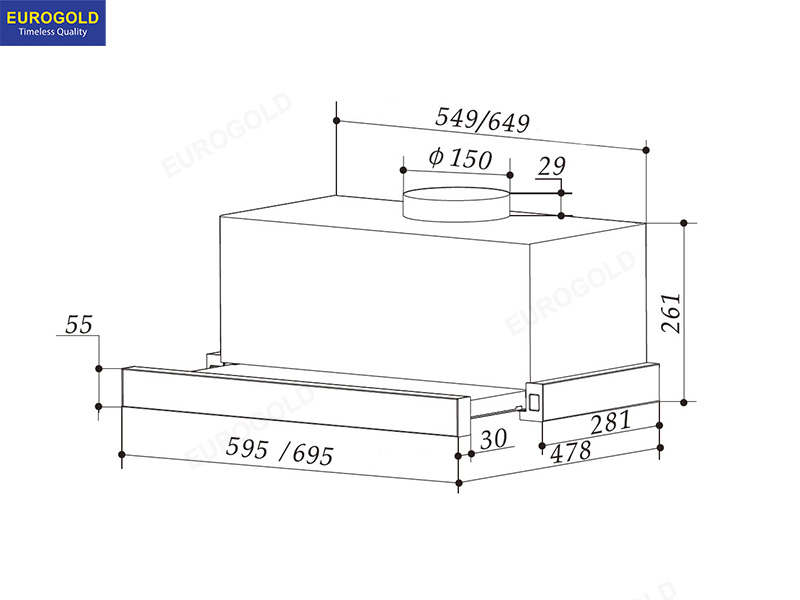 Thông số kỹ thuật: Máy hút mùi EUH02370BPRO Eurogold