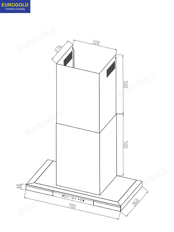 Thông số kỹ thuật: Máy hút mùi EUH03570WB Eurogold