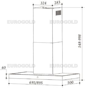 Thông số kỹ thuật Máy hút mùi chữ T mặt kính đen bo viền inox EHM3190