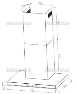 Thông số kỹ thuật Máy hút mùi chữ T mặt kính đen bo viền inox EHM5070B